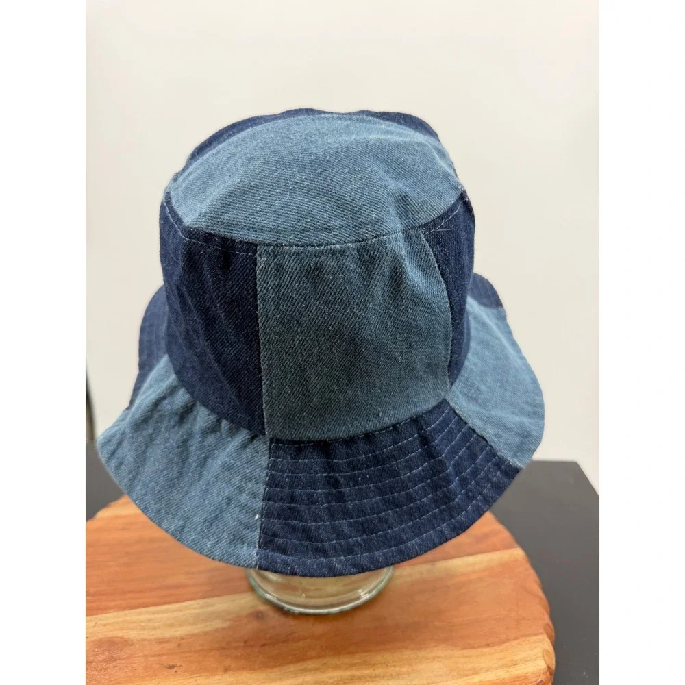 Skinny dip Checkerboard Bucket Hat Womens OS Blue Patchwork Denim 3340BLEW1